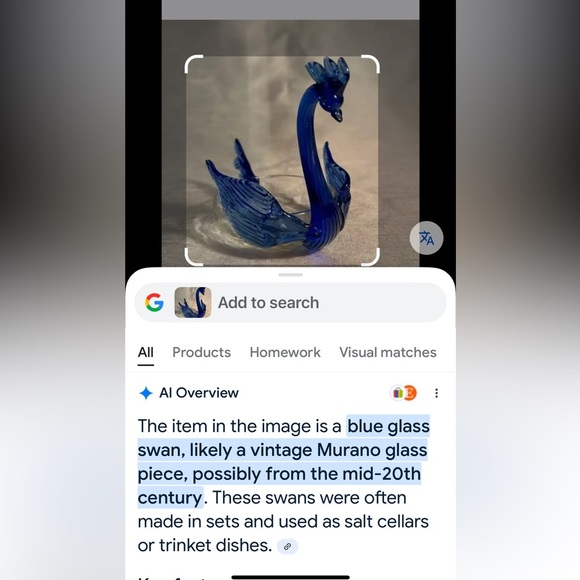 Vintage 20th century Blue And Clear Glass Swan Trinket Dish - Picture 5 of 5